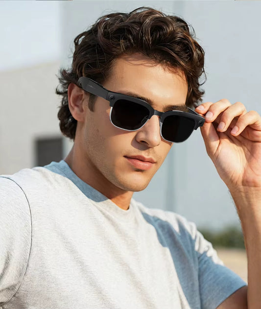 Lentes inteligentes con Cámara de alta definición 4K mejoradas con cámara, grabación de video, reconocimiento de fotos por IA, llamadas Bluetooth y traducción de voz; gafas de sol para hombre.