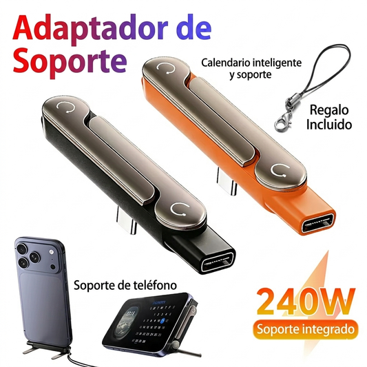 Adaptador USB-C 240W con Soporte Plegable y OTG - Carga Ultra Rápida